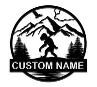 Custom Outdoor Wild Man Metal Name Sign,Personalised Bigfoot Mountainwall Art,Yard Man Cave Porch Cabin Backyard Decor,Yeti Sign Bigfoot