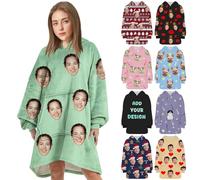Custom Oversized Blanket Hoodie Women Men Personalised Wearable Blanket Throws with Pocket Customised Your Own Photo Text Face