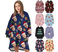 Custom Oversized Blanket Hoodie Women Men Personalised Wearable Blanket Throws with Pocket Customised Your Own Photo Text Face Christmas Gifts
