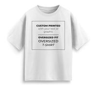 Custom Oversized T Shirt Personalised Streetwear Tee with Your Text Image Any Font & Colour Unisex Baggy Fit Urban Graphic Tee Design Your Own Brand Mens Womens, S, White