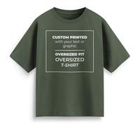 Custom Oversized T Shirt Personalised Streetwear Tee with Your Text Image Any Font & Colour Unisex Baggy Fit Urban Graphic Tee Design Your Own Brand Mens Womens, XL, Earthy Green