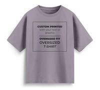 Custom Oversized T Shirt Personalised Streetwear Tee with Your Text Image Any Font & Colour Unisex Baggy Fit Urban Graphic Tee Design Your Own Brand Mens Womens, XL, Dusty Lilac