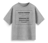 Custom Oversized T Shirt Personalised Streetwear Tee with Your Text Image Any Font & Colour Unisex Baggy Fit Urban Graphic Tee Design Your Own Brand Mens Womens, S, Heather Grey