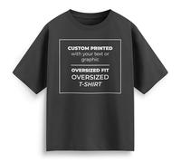 Custom Oversized T Shirt Personalised Streetwear Tee with Your Text Image Any Font & Colour Unisex Baggy Fit Urban Graphic Tee Design Your Own Brand Mens Womens, M, Shark Grey