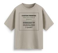 Custom Oversized T Shirt Personalised Streetwear Tee with Your Text Image Any Font & Colour Unisex Baggy Fit Urban Graphic Tee Design Your Own Brand Mens Womens, L, Natural Stone
