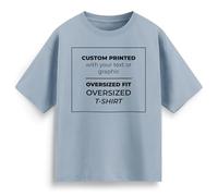 Custom Oversized T Shirt Personalised Streetwear Tee with Your Text Image Any Font & Colour Unisex Baggy Fit Urban Graphic Tee Design Your Own Brand Mens Womens, L, Sky Blue