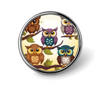 Custom Owls Birds Lapel Pin Aluminum Alloy Button Badge Personalized Exquisite Brooch Classic Mini Pin 1 Inch for Backpacks Hat Suit Jacket Clothing Decoration