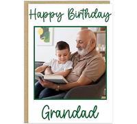 Custom Own Photo & Own Name Personalised Happy Birthday Card - Uncle Daddy Husband Grandad Son Designs - 7 Text Colour Options Brown Dark Grey Green Red Black Blue (Green)