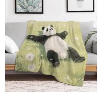 Custom Panda Lying on The Lawn Flannel Fleece Throw Blanket 60x80 Inch Soft Cozy Throws for Couch Sofa Bed Farmhouse Blankets Comfort Decorative Bedtime Blanket Lightweight All Season Easy Car