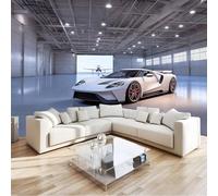 Custom Panoramic Wall Mural 200 x 140 cm, Graphite Grey Non-Woven Large Industrial Cool Supercar Racing Mechanical - Photo Background Wallpaper, Wall Decor for Kids Room Living Room, Dining Room