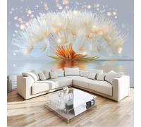 Custom Panoramic Wall Mural 200 x 140 cm, Grey Non-Woven Large Aesthetic Romantic Fluff Reflection Botanical - Photo Background Wallpaper, Wall Decor for Kids Room Living Room, Dining Room Office