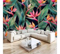 Custom Panoramic Wall Mural 250 x 175 cm, Sage Green Non-Woven Large Tropical Modern Banana Leaf Floral Jungle - Photo Background Wallpaper, Wall Decor for Kids Room Living Room, Dining Room Office