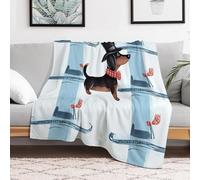 Custom Parisian Dachshund Flannel Fleece Throw Blanket 30x40 Inch Soft Cozy Throws for Couch Sofa Bed Farmhouse Blankets Comfort Decorative Bedtime Blanket Lightweight All Season Easy Care