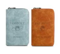 Custom Passport Holder for Travel Essentials Personalized Name Initials Embossed Passport Wallet Cover Case for Travel Must Haves Accessories,RFID Blocking Passport Book Holders for Women and Men