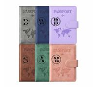 Custom Passport Holder,Personalized Initial Name Monogram RFID Blocking PU Leather Travel Wallet Card Case & Document Organizer for Men Women