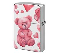Custom Peach Style Bear Lighter Case Personalized Metal Lighter Cover Holder Reusable Shockproof Protective Lighters Without Insert Gift for Men Women Dad Husband