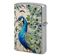 Custom Peacock Watercolor Painting Lighter Case Personalized Metal Lighter Cover Holder Reusable Shockproof Protective Lighters Without Insert Gift for Men Women Dad Husband