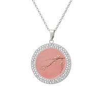 Custom Pearl And Peach Picture Necklace Personalized Circle Chain Pendant Gold/Silver Photo Dog Tag Keepsake Necklaces Hip Hop Memorial Jewelry Gifts for Men Women, One size, Titanium Steel