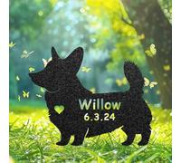 Custom Pembroke Welsh Corgi Memorial Sculpture, Corgi Silhouette Lawn Ornament, Personalised Dog Grave Marker for Outdoor, Garden Decor Art, Pet Memorial Plaque, Headstone