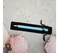 Custom pen personalised Pens, Free velvet pen case, Group Gift, Gift for Teacher, Friends, Student, Faimily, Wedding, Business Promotion, Baby shower (light Blue + Free black velvet)