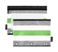 Custom Pencil Pouch 3 Ring Binder Agender Pride Flag Sexual Identity Pen Pencil Bag Zipper Binder Clear Binders Pen Case School Custom 9.8" x 7.1", 2 Packs