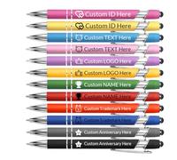 Custom Pens in Bulk, Personalized Engraved Pen with Name, Logo, or Text, Stylus Tip for Touchscreen, Smooth Black Ink, Promotional Business Pens for Marketing, Events, Gifts