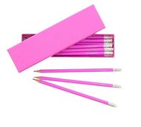 Custom Personalised 12 HB Pink Pencil and rubber with Pink Box. Back to school, birthdays,