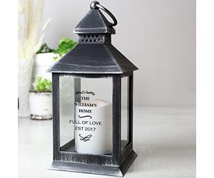 Custom Personalised Antique Scroll Rustic Black Lantern