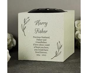 Custom Personalised Botanical Memorial Graveside Flower Holder Vase Rose Bowl Engraved with Custom Message in Natural Resin