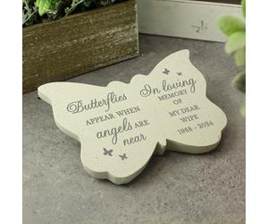 Custom Personalised Butterflies Appear Memorial Butterfly Resin Stone Engraved with Custom Message