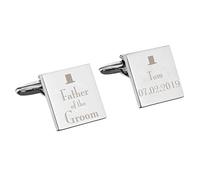 Custom Personalised Decorative Wedding Party Square Cufflinks. Laser Engraved. For Groom, Best Man, Father of the Groom, Father of the Bride, Usher, Page Boy, Any Role