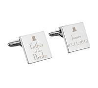 "Custom Personalised Decorative Wedding Party Square Cufflinks. Laser Engraved. For Groom, Best Man, Father of the Groom, Father of the Bride, Usher, Page Boy, Any Role (Father of the Bride)"