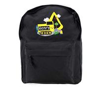 Custom Personalised Digger Blue Backpack, Adjustable Padded Straps, Front Zip Pocket, 3-11 Years. Back to school
