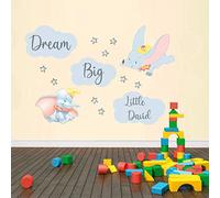 Custom Personalised Dumbo Disney Dream Big Little One Art Quote Stars Bedroom Nursery Wall Sticker Decal