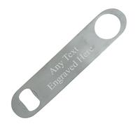 [Custom] Personalised Engraved Bar Blade Bottle Opener Brushed Silver or Black Matt Gift Home Bar Wedding Birthday Fathers Day 7inch (18cm) (Brushed Silver)