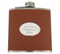 [Custom] Personalised Engraved Brown 6oz Hip Flask, by Lucy G