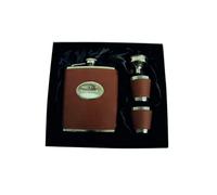 [Custom] Personalised Engraved Brown 7oz Hip Flask Gift Set, with 2 Cups and Funnel