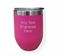 [Custom] Personalised Engraved Neon Matt Pink 12oz Insulated Travel Cup Hot Cold Coffee Tea Ideal for Birthday Mothers Day Christmas Wedding/Anniversary/Birthday/Retirement