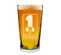Custom Personalised Engraved No.1 Dad Brother Son Pint Glass. Ideal For Birthdays, Fathers Day, Graduation