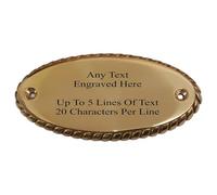 [Custom] Personalised Engraved Oval Premium Solid Brass Door Plates Selection of Styles Door Plaque Name Plate Bench Plate Memorial (Oval Twisted 100 X 40MM)