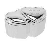 [Custom] Personalised Engraved Silver-plated Entwined Hearts Ring Box For Wedding Birthday Anniversary