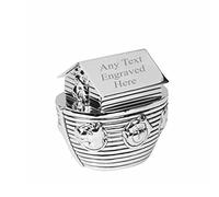 [Custom] Personalised Engraved Silver-plated Noah's Ark Bank Money Box Christening / Birthday / Baby Gift