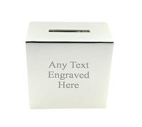 [Custom] Personalised Engraved Silver-plated Square Bank Money Box Christening/Birthday/Baby Gift