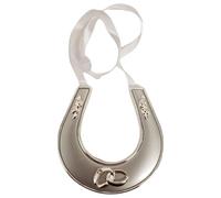 [Custom] Personalised Engraved Silver Plated Wedding Horse Shoe with an Elegant Ivory Satin Ribbon