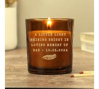 Custom Personalised Feather Amber Glass Candle in a Jar - Memorial, Engraved, Personal