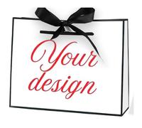 Custom Personalised Gift Bags with Handles, Custom Photo Logo Text Cardboard Black Ribbon Bow Gift Bag, 1-1000 Pieces Gift Wrap for Him or Her Birthday Wedding and Business Branding