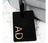 Custom Personalised Gold Initials Black Luggage Tag