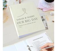 Custom Personalised Grey Heart Wedding Planner. Hardback binder style. Engagement, Married, Couples