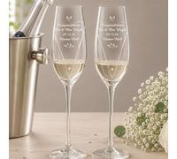 Custom Personalised Hand Cut Little Hearts Pair of Flutes with Gift Box - for Weddings, Anniversary, Engagement