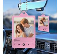 Custom Personalised Hanging Accessories with Photo Song for Rear View Mirror, Drive Safe Car Interior Decorations Gifts, Custom Mirror Hanging Accessories